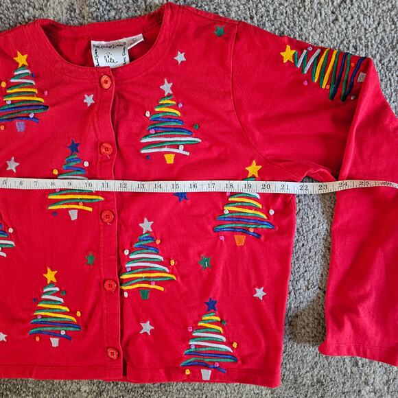 Vintage Michael Simon Cardigan Sweater Womens Size L Red Knit Cotton Long Sleeve - Picture 7 of 7